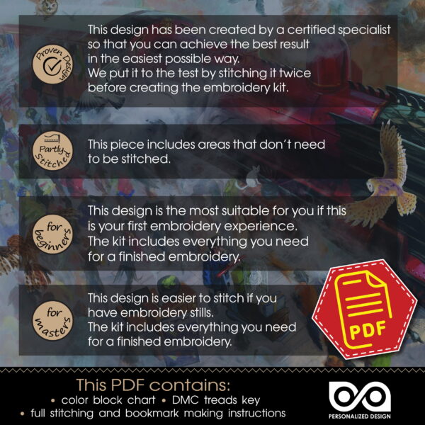 Counted Cross Stitch Pattern of Bookmark "Harry Potter: Slytherin Owl" - Download in PDF