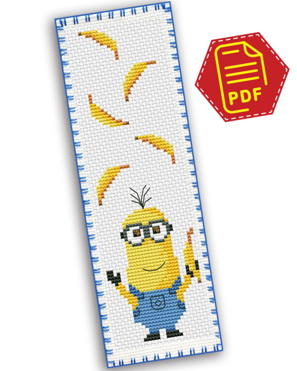 Counted Cross Stitch Pattern of Bookmark "Despicable Me: Minion Kevin" - Download in PDF