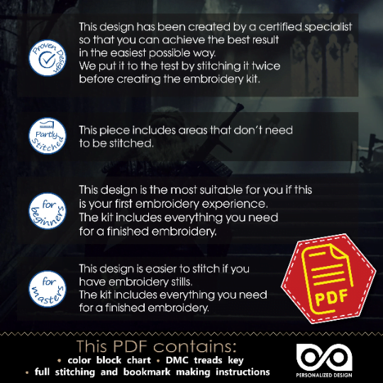 FREE Counted Cross Stitch Pattern of Bookmark "The Witcher: Princess Cirilla" - Download in PDF