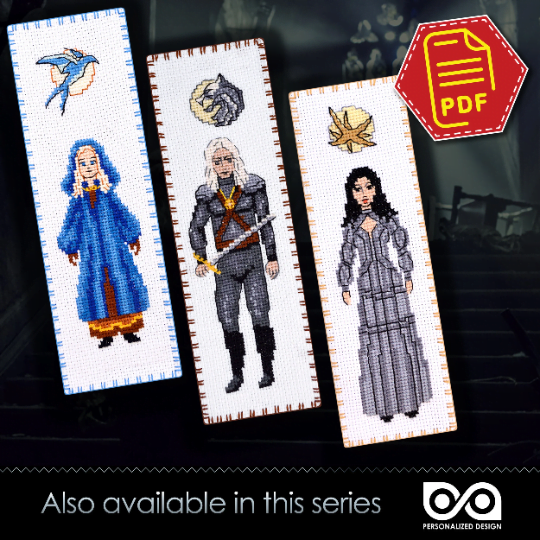 FREE Counted Cross Stitch Pattern of Bookmark "The Witcher: Princess Cirilla" - Download in PDF