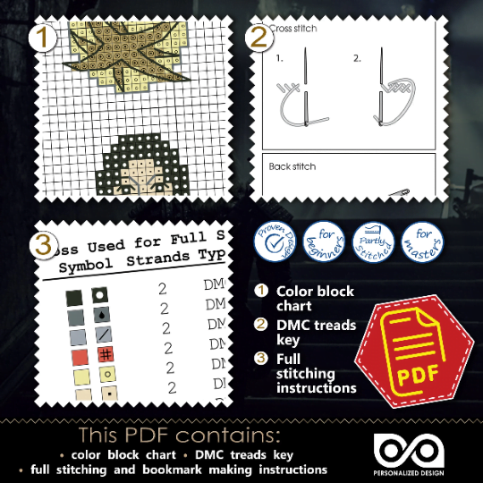 Counted Cross Stitch Pattern of Bookmark "The Witcher: Yennefer of Vengerberg" - Download in PDF