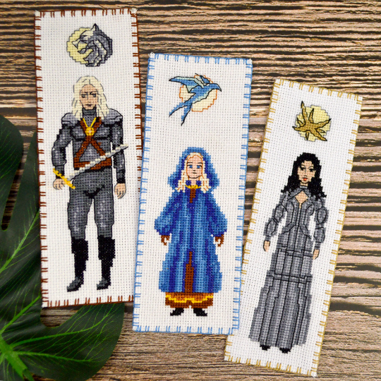 Set of 3 counted cross stitch bookmark patterns "The Witcher: Magicians" - Download in PDF
