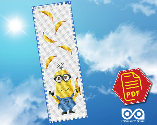 Counted Cross Stitch Pattern of Bookmark "Despicable Me: Minion Kevin" - Download in PDF