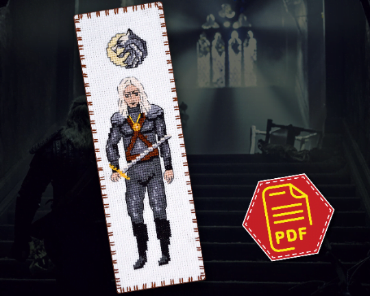 Counted Cross Stitch Pattern of Bookmark "The Witcher: Geralt of Rivia" - Download in PDF