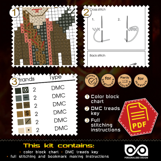 Counted Cross Stitch Pattern of Bookmark "The Hunger Games: Mockingjay Bird" - Download in PDF