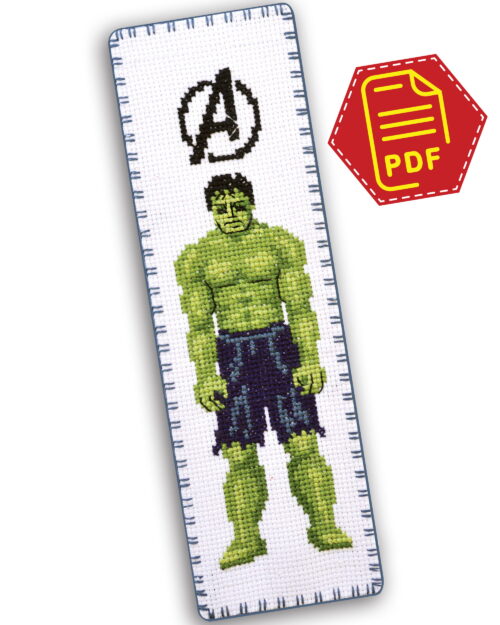 Counted Cross Stitch Pattern of Bookmark "The Avengers: Hulk" - Download in PDF