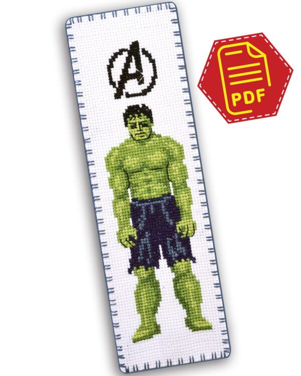 Counted Cross Stitch Pattern of Bookmark "The Avengers: Hulk" - Download in PDF