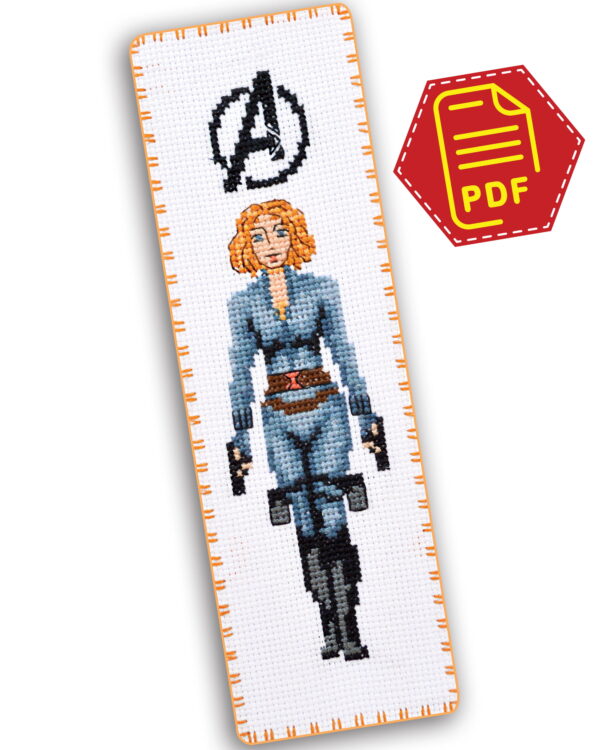Counted Cross Stitch Pattern of Bookmark "The Avengers: Black Widow" - Download in PDF