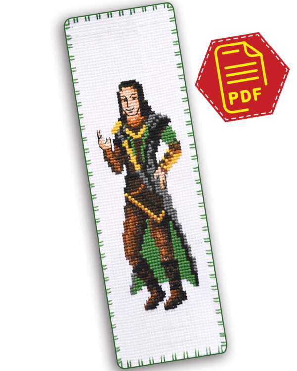 Counted Cross Stitch Pattern of Bookmark "The Avengers: Loki Laufeyson" - Download in PDF