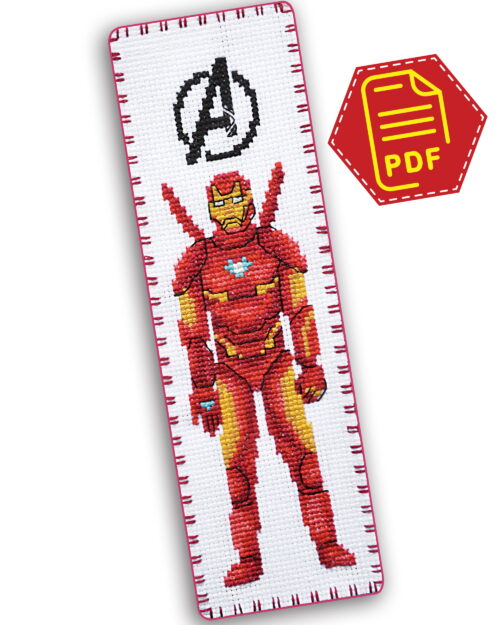 Counted Cross Stitch Pattern of Bookmark "The Avengers: Iron Man" - Download in PDF
