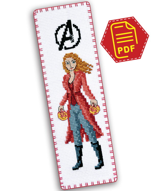 Counted Cross Stitch Pattern of Bookmark "The Avengers: Scarlet Witch" - Download in PDF