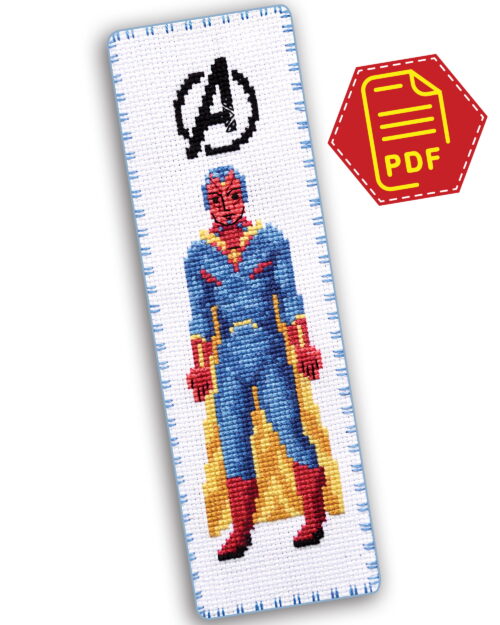 Counted Cross Stitch Pattern of Bookmark "The Avengers: Vision" – Download in PDF
