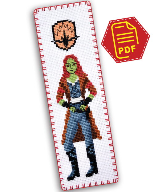 Counted Cross Stitch Pattern of Bookmark "Guardians of the Galaxy: Gamora" - Download in PDF