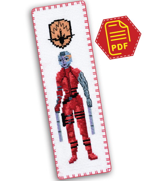 Free Counted Cross Stitch Pattern of Bookmark "Guardians of the Galaxy: Nebula" - Download in PDF