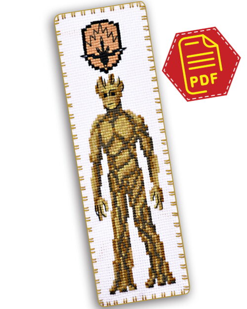 Counted Cross Stitch Pattern of Bookmark "Guardians of the Galaxy: Groot" - Download in PDF