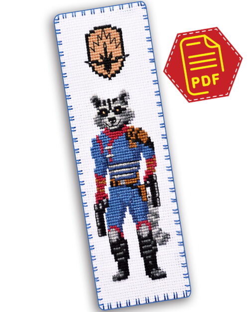 Counted Cross Stitch Pattern of Bookmark "Guardians of the Galaxy: Rocket Raccoon" - Download in PDF