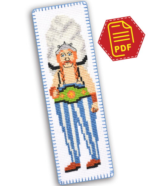 Cartoon Character "Obelix" Cross Stitch Pattern of Bookmark - Download in PDF