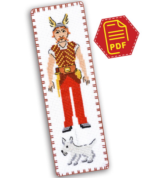 Cartoon Character "Asterix" Cross Stitch Pattern of Bookmark - Download in PDF