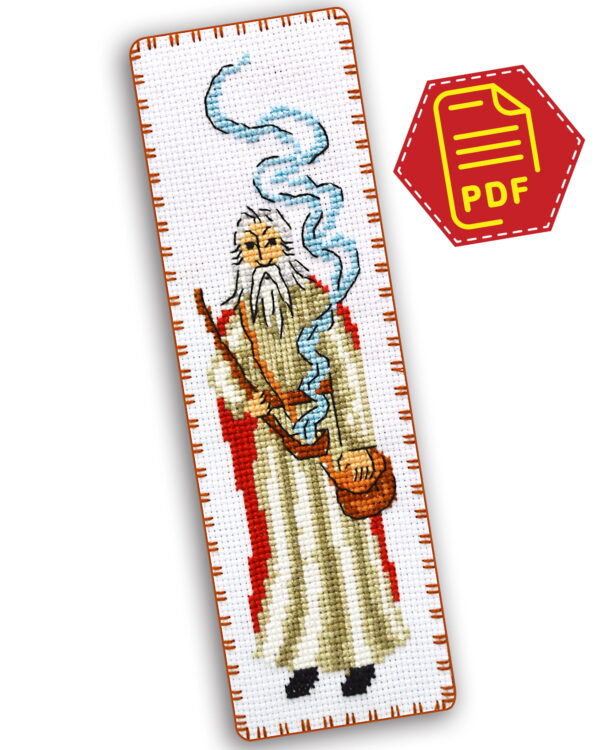 Cross Stitch Pattern of Bookmark "Asterix and Obelix: Druid Panoramix" - Download in PDF