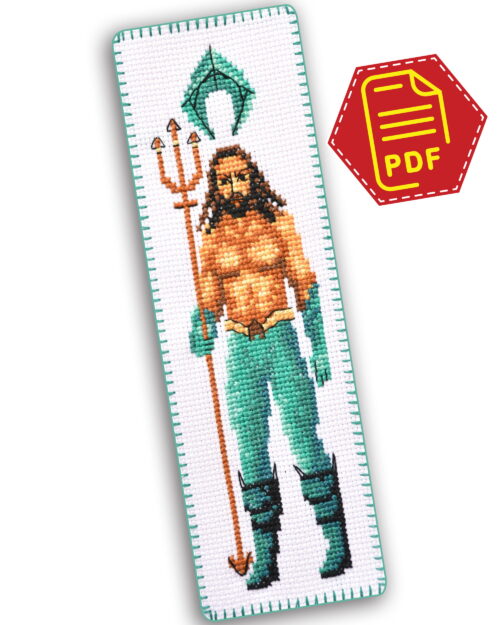 Counted Cross Stitch Pattern of Bookmark "Aquaman" – Download in PDF