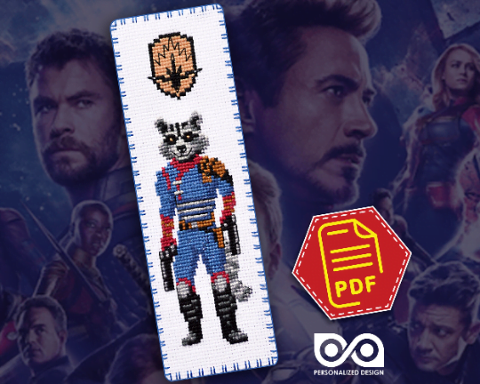 Counted Cross Stitch Pattern of Bookmark "Guardians of the Galaxy: Rocket Raccoon" - Download in PDF
