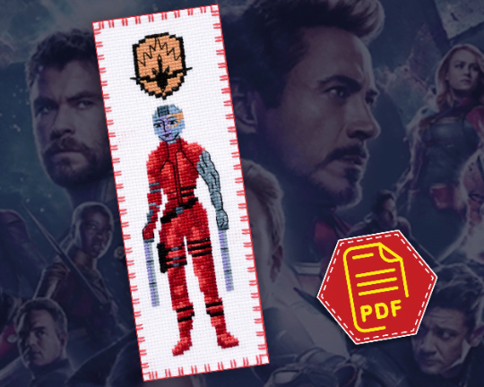 Free Counted Cross Stitch Pattern of Bookmark "Guardians of the Galaxy: Nebula" - Download in PDF