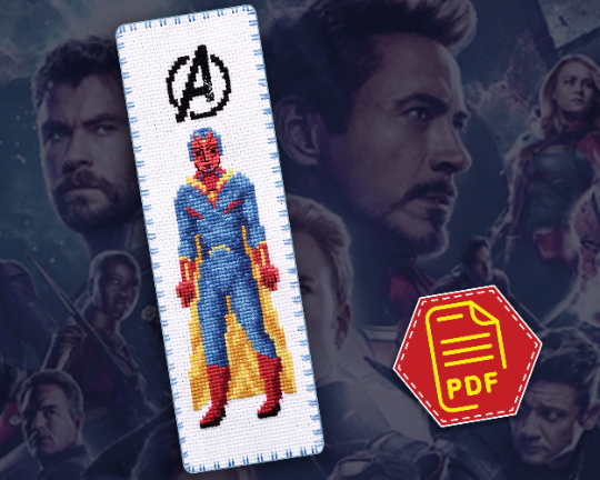 Counted Cross Stitch Pattern of Bookmark "The Avengers: Vision" – Download in PDF