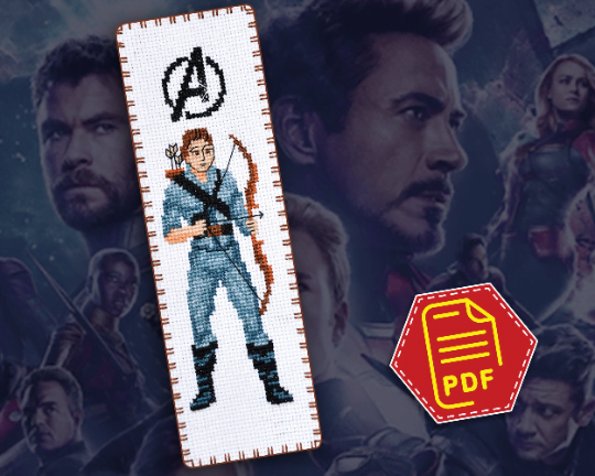 Counted Cross Stitch Pattern of Bookmark "The Avengers: Hawkeye" – Download in PDF