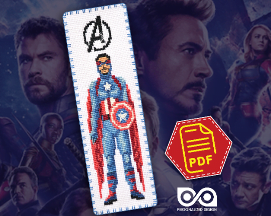 Counted Cross Stitch Pattern of Bookmark "The Avengers: Falcon" – Download in PDF