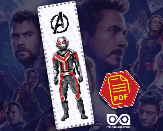 Counted Cross Stitch Pattern of Bookmark "The Avengers: Ant-Man" – Download in PDF