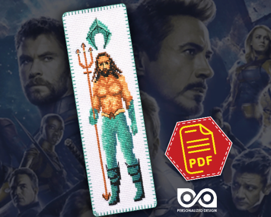 Counted Cross Stitch Pattern of Bookmark "Aquaman" – Download in PDF