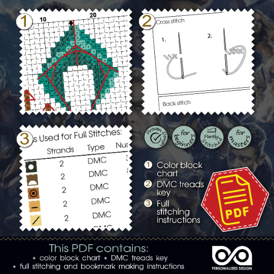 Counted Cross Stitch Pattern of Bookmark "Aquaman" – Download in PDF
