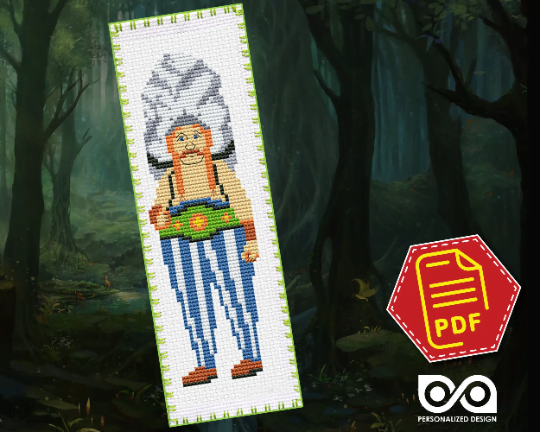 Cartoon Character "Obelix" Cross Stitch Pattern of Bookmark - Download in PDF
