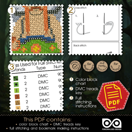 Cartoon Character "Obelix" Cross Stitch Pattern of Bookmark - Download in PDF