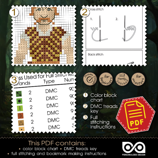 Cartoon Character "Asterix" Cross Stitch Pattern of Bookmark - Download in PDF