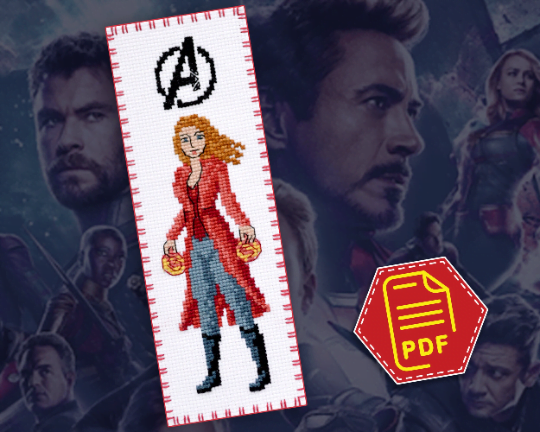 Counted Cross Stitch Pattern of Bookmark "The Avengers: Scarlet Witch" - Download in PDF