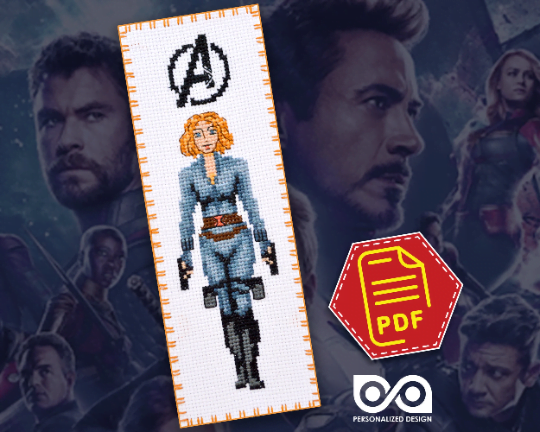 Counted Cross Stitch Pattern of Bookmark "The Avengers: Black Widow" - Download in PDF