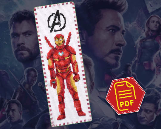 Counted Cross Stitch Pattern of Bookmark "The Avengers: Iron Man" - Download in PDF