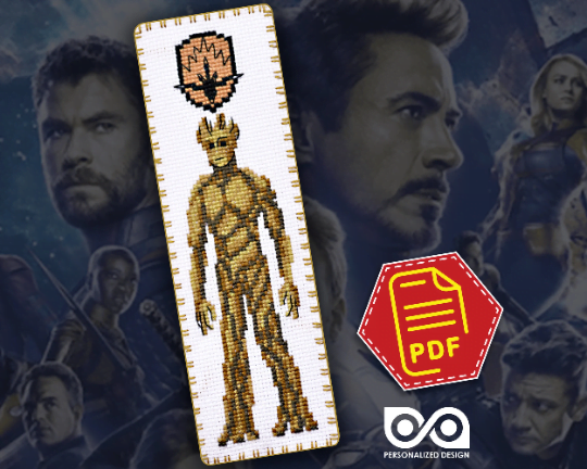 Counted Cross Stitch Pattern of Bookmark "Guardians of the Galaxy: Groot" - Download in PDF