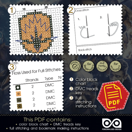 Free Counted Cross Stitch Pattern of Bookmark "Guardians of the Galaxy: Nebula" - Download in PDF