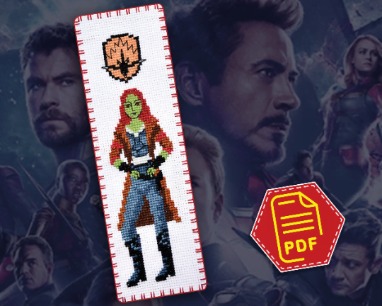 Counted Cross Stitch Pattern of Bookmark "Guardians of the Galaxy: Gamora" - Download in PDF