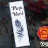 Counted cross stitch bookmark pattern "Magic feather for levitating" – Embroidery design, Instant download in PDF