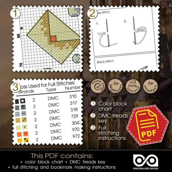 Counted Cross Stitch Bookmark Pattern "The Potions Cauldron"