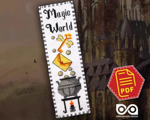 Counted Cross Stitch Bookmark Pattern "The Potions Cauldron"