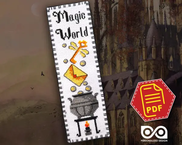 Counted Cross Stitch Bookmark Pattern "The Potions Cauldron"