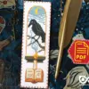 Counted cross stitch bookmark pattern "Black Raven" – Embroidery design, Instant download in PDF