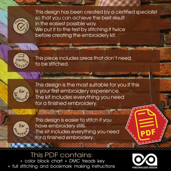 Counted cross stitch bookmark pattern "Magic Night" – Embroidery design, Instant download in PDF