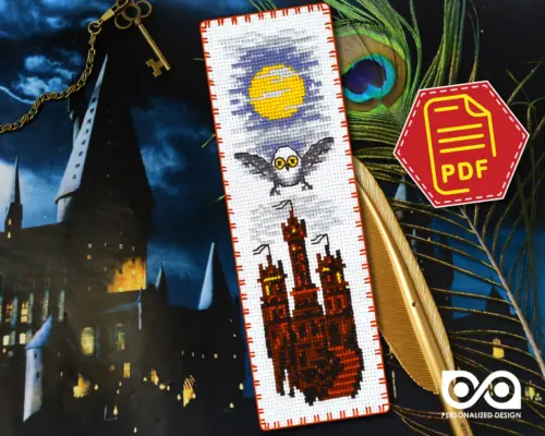 Counted cross stitch bookmark pattern "Magic Night" – Embroidery design, Instant download in PDF