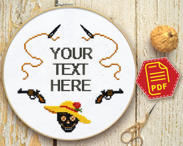 Personalized cross stitch pattern with custom text