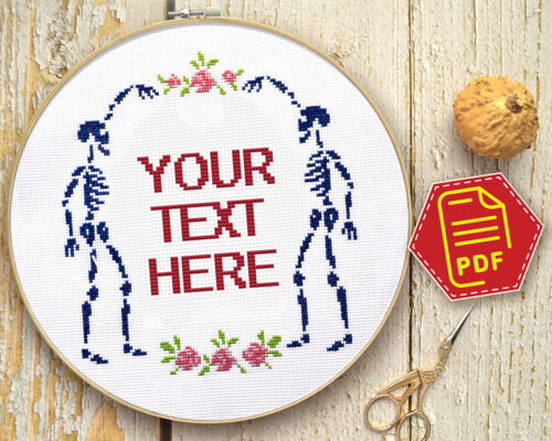 Personalized cross stitch pattern with custom text – P9-036c